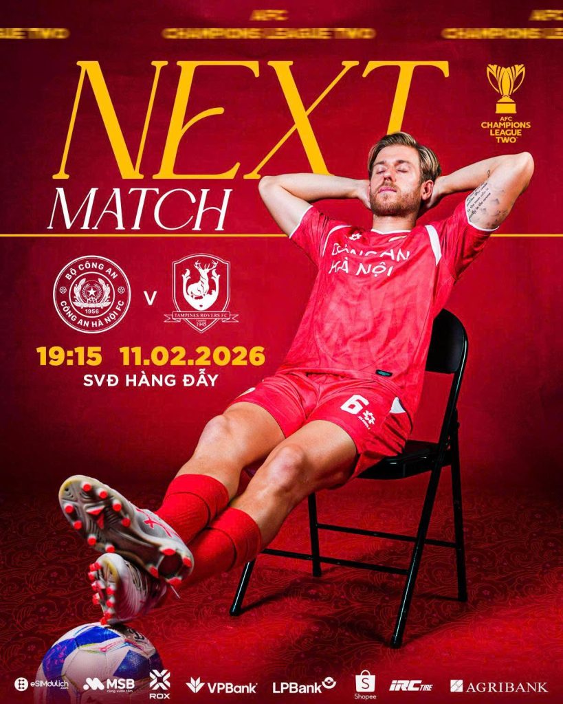 CAHN sẽ đá trận lượt đi với Tampines Rovers trên sân Hàng Đẫy trước khi đá trận lượt về vào mùng 2 Tết tại Singapore